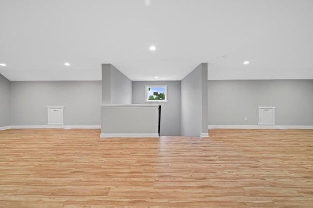 interior space with light hardwood / wood-style floors