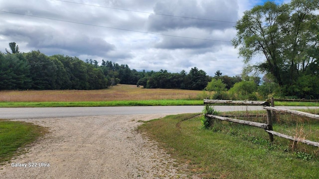 view of road with a rural view