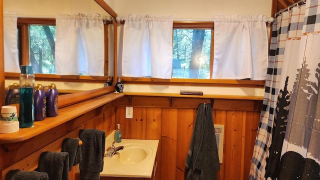 N697 County Rd N, Neshkoro, WI 54960 - bathroom with vanity and a shower with shower curtain