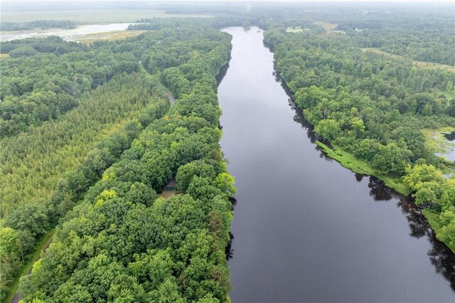 N1071 Ranch Rd, Holcombe, WI 54745 - drone / aerial view featuring a forest view and a water view