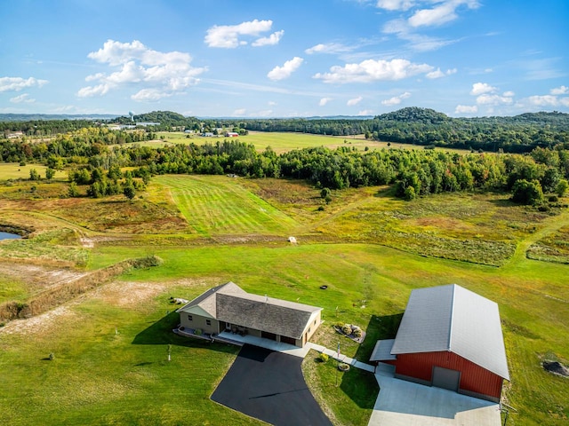 bird's eye view featuring a rural view