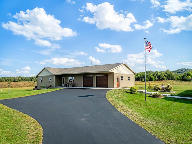 ranch-style home with a front yard