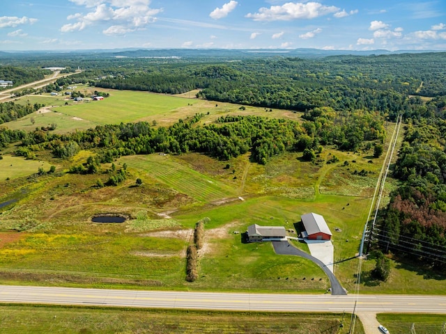 bird's eye view with a rural view