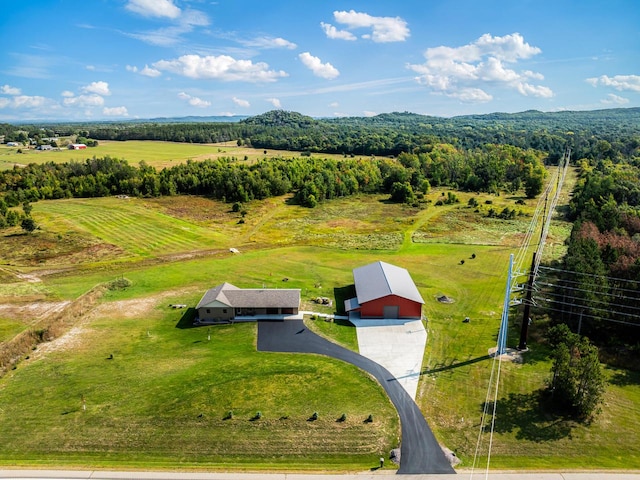 drone / aerial view with a rural view