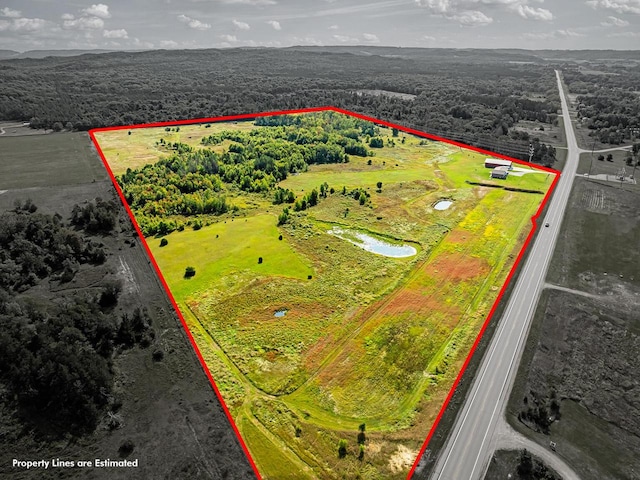 aerial view featuring a rural view