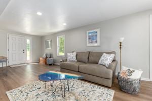 living room with hardwood / wood-style flooring