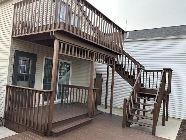 wooden deck with stairway