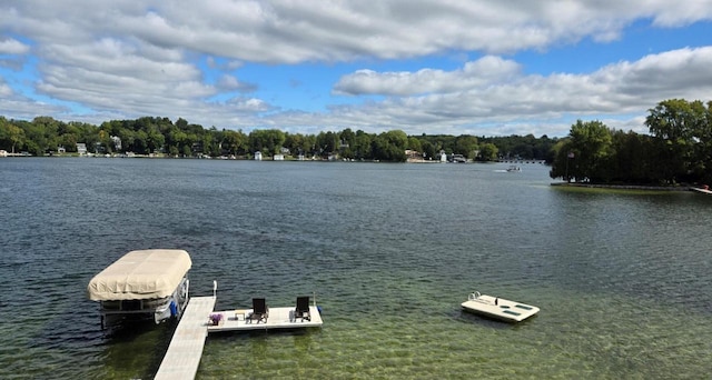 view of dock featuring a water view