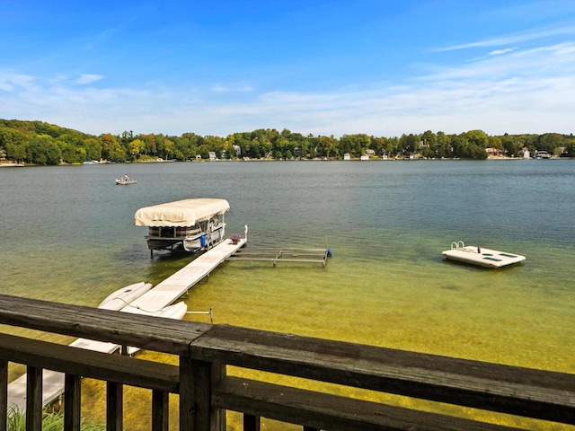 view of dock featuring a water view