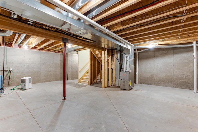 basement with heating unit