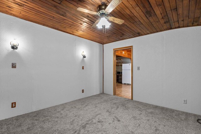 N1802 Shambeau, Waupaca, WI 54981 - carpeted spare room featuring wooden ceiling and ceiling fan
