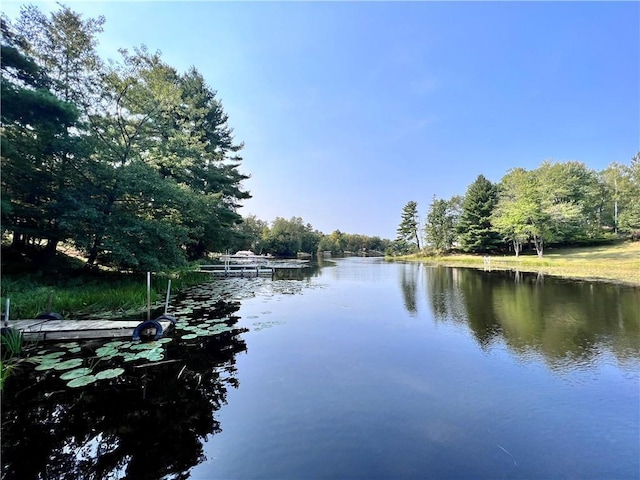 15366 W Reiskies Rd, Hayward, WI 54843 - water view featuring a boat dock