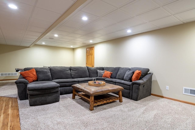 living room featuring light wood-type flooring