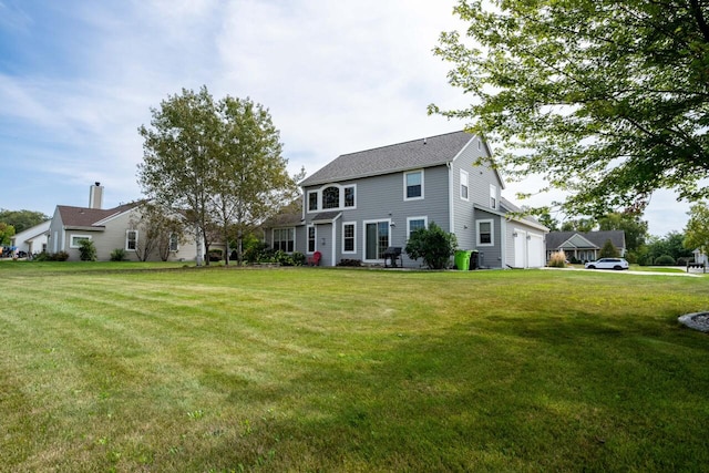 view of yard featuring a garage