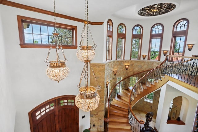 interior space with an inviting chandelier