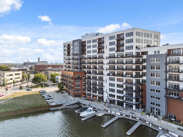 view of property with a water view