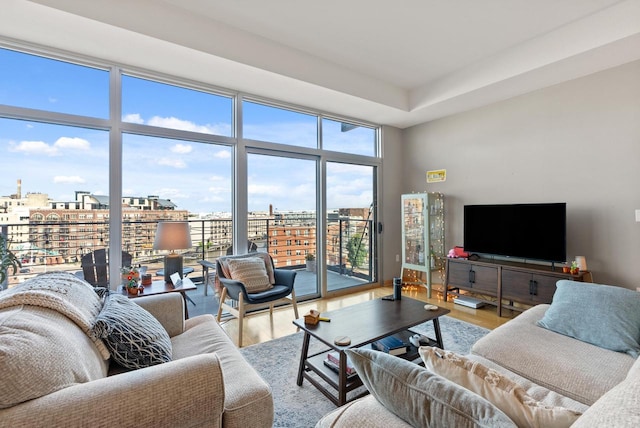 living area featuring wood finished floors