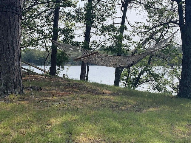 view of yard with a water view