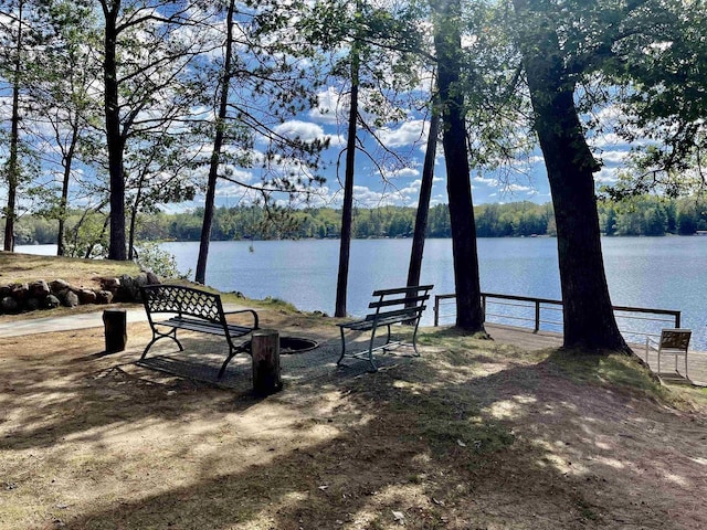 dock area featuring a water view