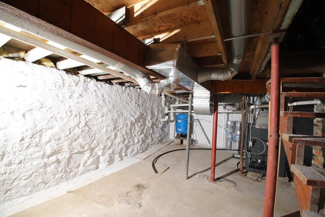 basement with heating unit