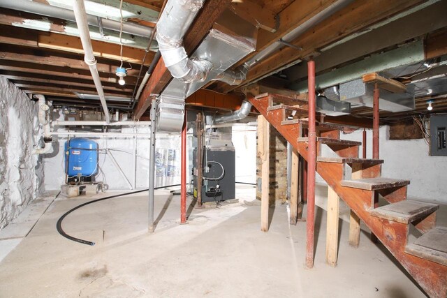 basement with electric panel