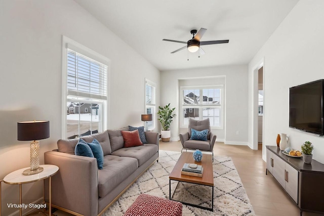 521 N Stone Ridge Dr, Lake Geneva, WI 53147 - living room with ceiling fan and light wood-type flooring