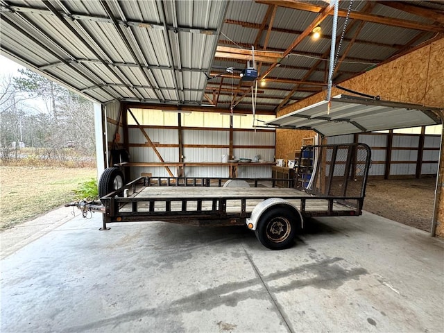 garage with a garage door opener