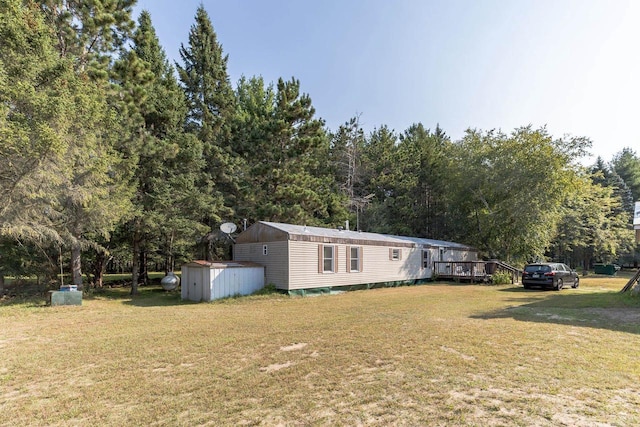 exterior space featuring a storage shed