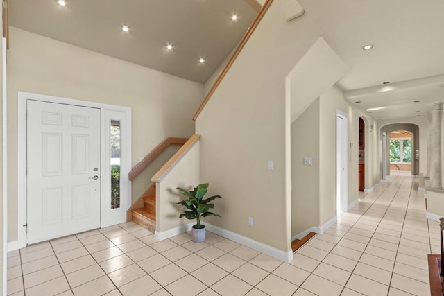 view of tiled foyer entrance