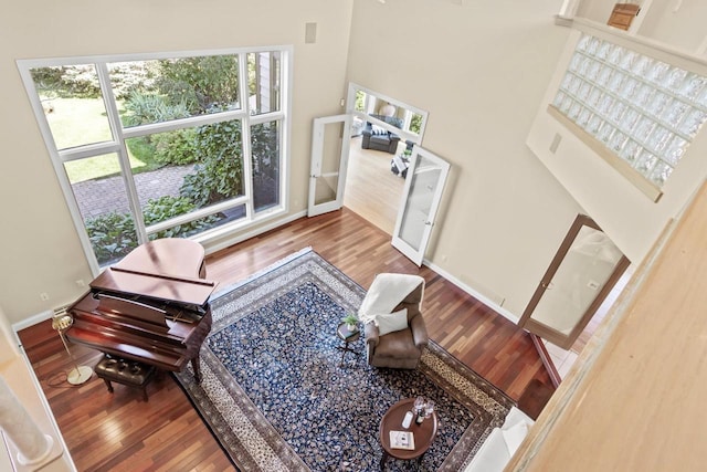 living room with hardwood / wood-style flooring