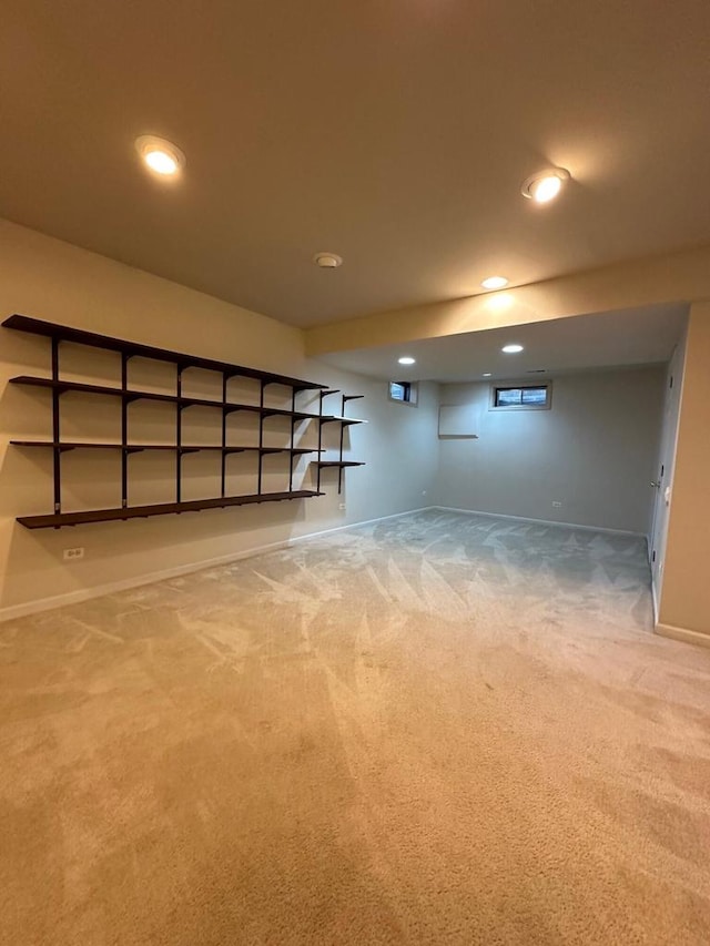 basement featuring carpet