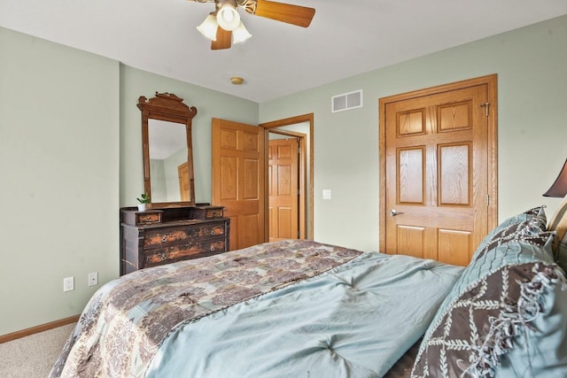 bedroom with carpet and ceiling fan