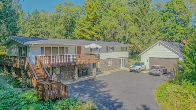 view of front of house with a wooden deck