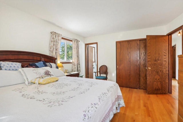 bedroom with light hardwood / wood-style flooring