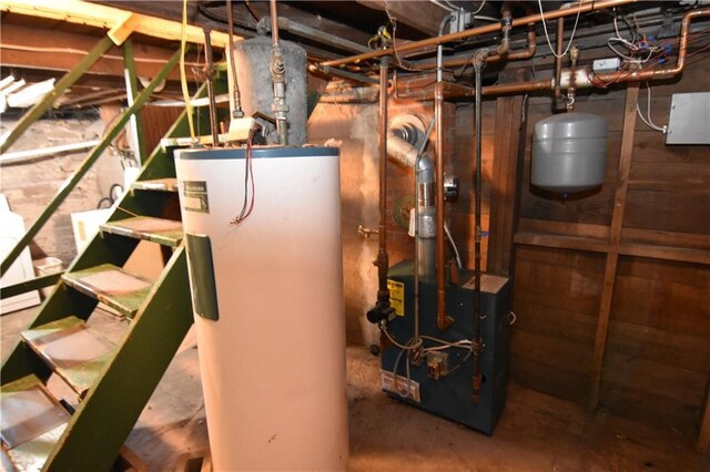 utility room with water heater