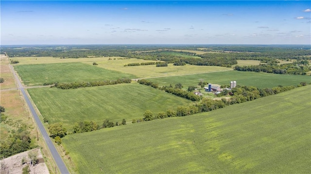 aerial view featuring a rural view