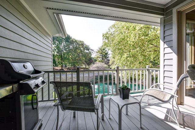 deck featuring grilling area