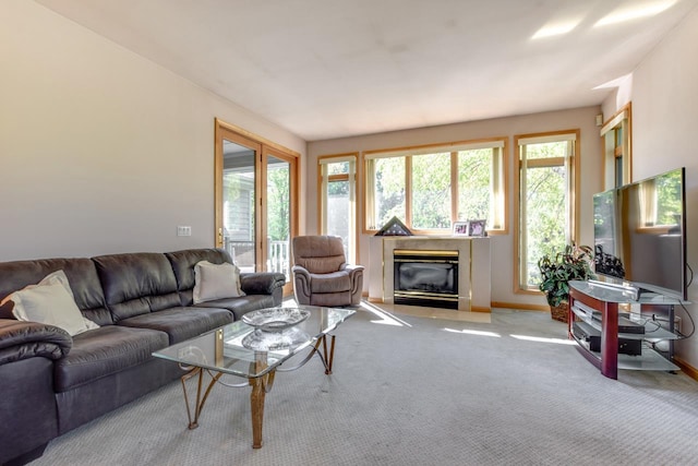 carpeted living room with a wealth of natural light