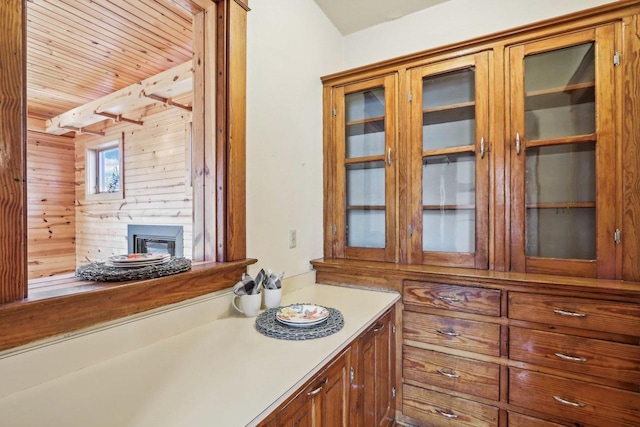 bathroom featuring wood ceiling