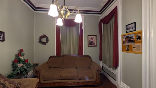 interior space with ornamental molding