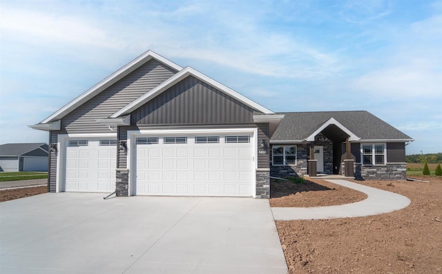 craftsman inspired home with a garage