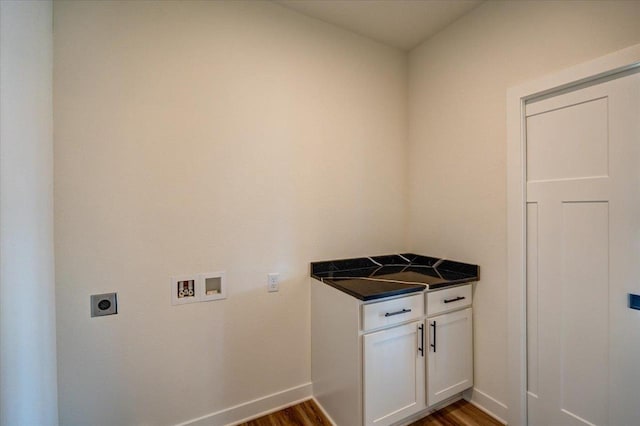 laundry area featuring washer hookup, dark wood-type flooring, and electric dryer hookup