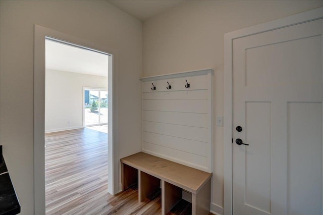 mudroom with light wood-type flooring