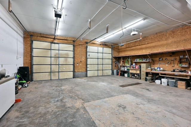 garage featuring a workshop area