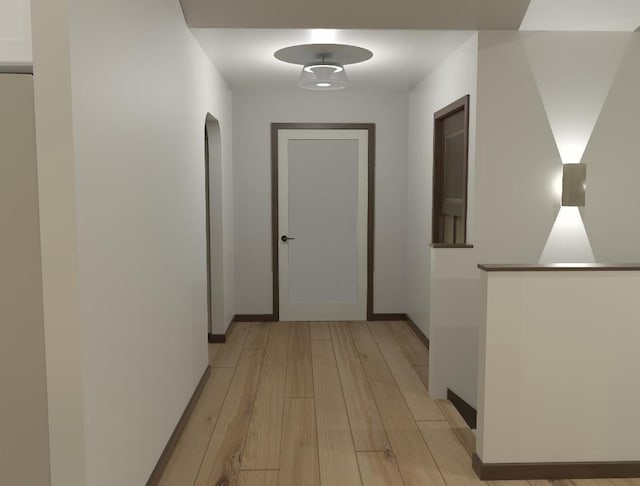 hallway featuring light wood-type flooring