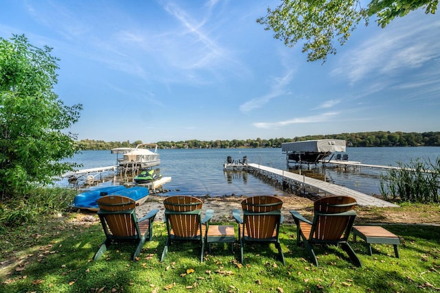 dock area featuring a water view