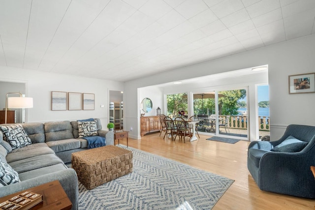 living room with light wood-type flooring