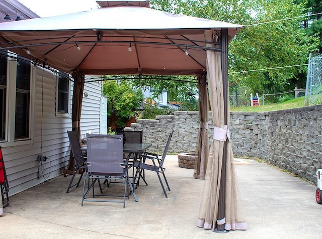 view of patio featuring a gazebo