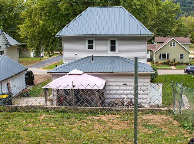 exterior space with a garage