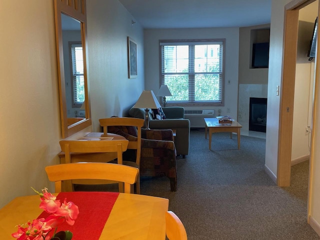 living room with carpet floors